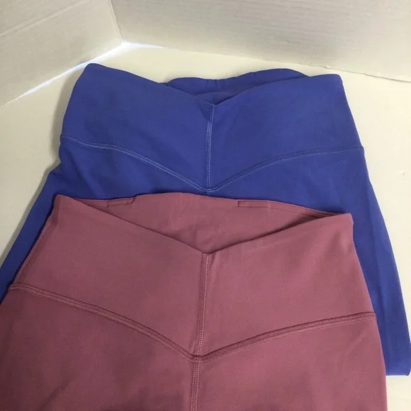 Lululemon Align V-waist Leggings Blue Crop LW6CNS/Pink LW5EUQS Set of 2 Sz 4